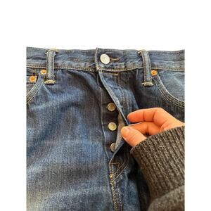 Levis 501 Jeans Mens 34x34 (32x33) Blue Original Fit Button Fly Denim Distressed